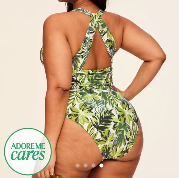 Tropical Green Womens One Piece Swimsuit - Picture 3 of 3